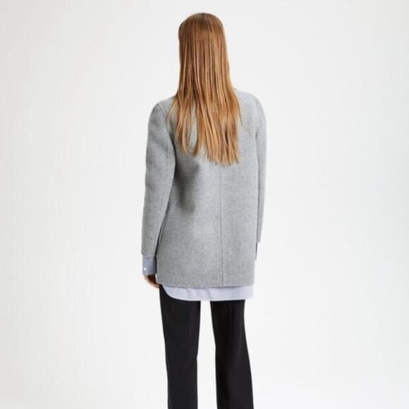 Theory Sileena Wool Cashmere Buffalo Plaid Open Coat Size Small - Picture 10 of 10